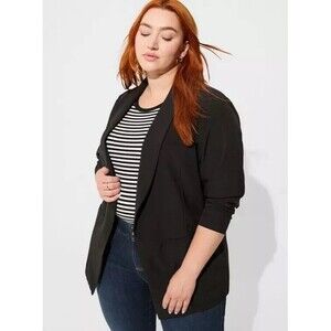 TORRID Parker Studio Crepe Black Blazer Women's Sz 4 X Elegant Long Line Open